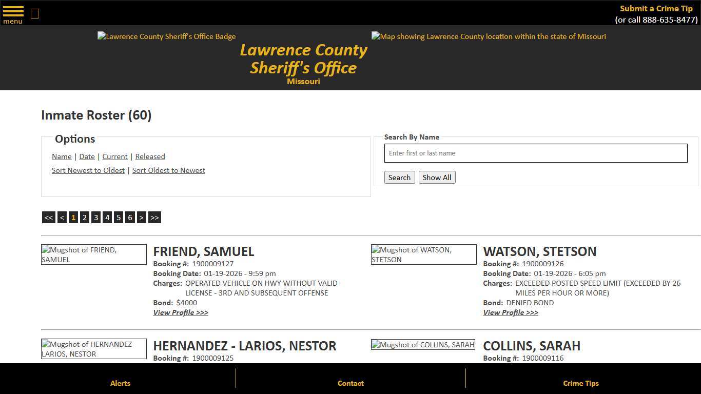 Inmate Roster - Current Inmates Booking Date Descending - Lawrence County Sheriff MO